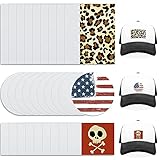 30 Pieces 3 Styles Sublimation Blank Hat Patch White Burlap Hat Patch with Heat Glue for Hats,...