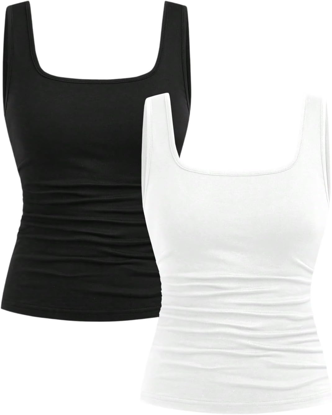 Girl's Tank Tops 2 Piece Crop Top Sets Square Neck Sleeveless Shirt Basic Tops Casual Camisole Undershirt for 8-12 Y