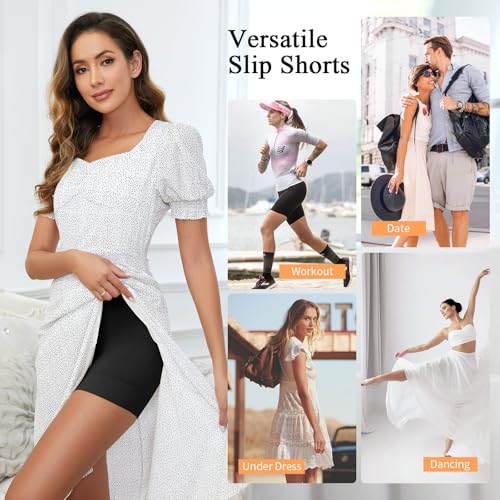 Image of FRESBEIT Slip Shorts for Women Under Dress,Boyshorts Panties Anti Chafing Boyshorts Smooth Shapewear Shorts