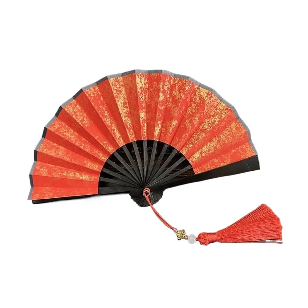 Jobaojiang Party Decor Ornaments 4 Inch Folding Fan Mini Gilded Rice Paper Hanfu Fan Colorful Handle Paper Fans Held Dance Fans(4)