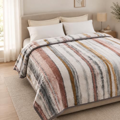 Image of ABRAZO Dreamy Wrap Mink Blanket for Double Bed | 570 GSM 3 Kg Single Ply | Ultra Soft Warm Blanket for Winter & AC Room | Quilt /Comforter /Dohar | 220 x 240 Cm