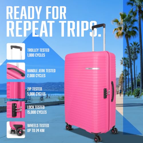 Image of American Tourister Liftoff+ | Large Size Check-in Trolley Bag (79 cm) for Travel | 360 8 Wheel Travel Luggage | Hard Case Polypropylene (PP) Suitcase | Mounted TSA Lock | Berry Blast