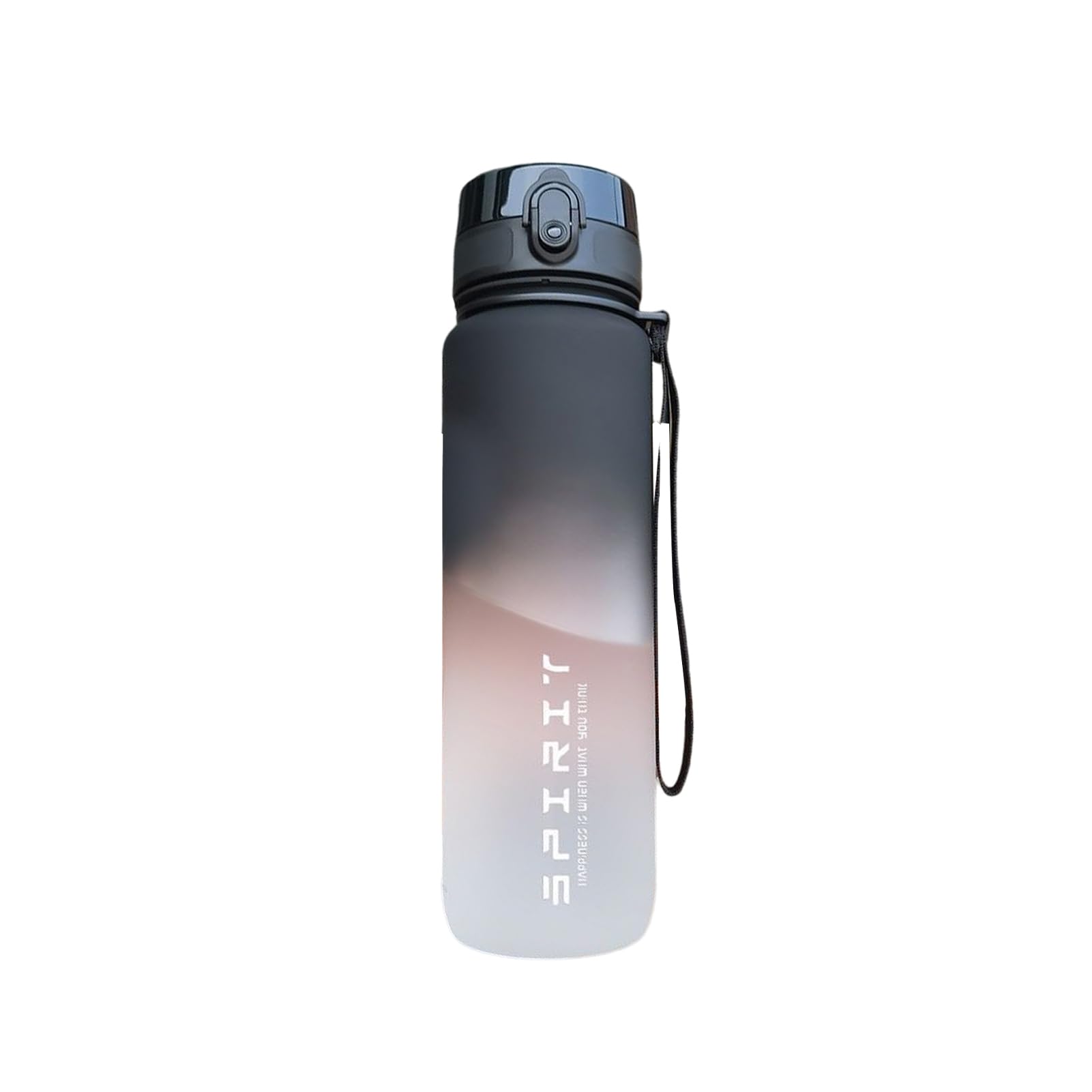 curfair Drop-proof Water Bottle Outdoor Travel Mug Water Cup Bpa Leak-proof Gradient Color Sport Cup for School Travel Outdoor Activities Black White 500ML