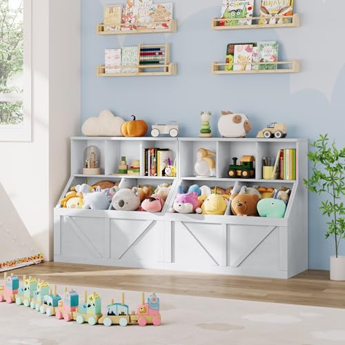 GarveeHome Kids Toy Storage Organizer, Kids Bookshelf and Toy Storage, Toddlers Bookshelf Toy Organizer for Kids Rooms Playroom Bedroom Nursery Daycare, Vintage White