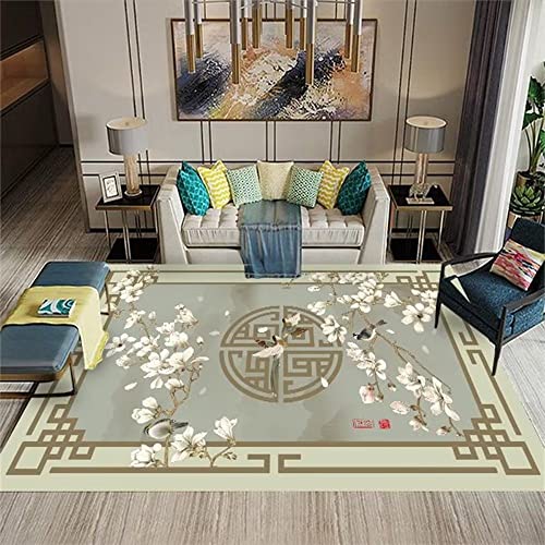 Area Rug Teppich Auslegware Flokati Teppich Waschbar Retro Design Wohnzimmer Teppich rosa Blumen...