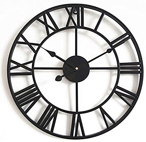 ACCSHINE Horloge Murale Silencieuse Vintage avec Chiffres Romains sans Tic-Tac,en MéTal - déCoration d’IntéRieur pour Salon, Cuisine, Café, HôTel et Bureau - 40 Cm
