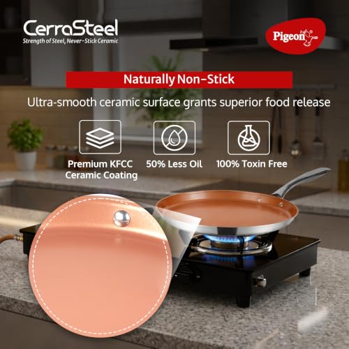 Image of Pigeon Cerrasteel 31cm Ceramic Tawa | Non-Stick| Ceramic Coated| Copper