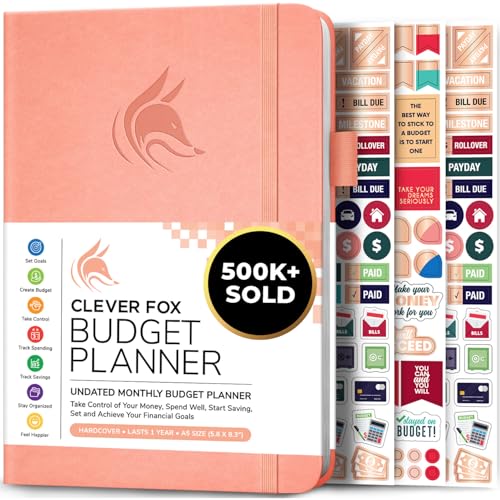 Clever Fox Budget Planner - Expense Tracker Notebook. Monthly Budgeting Organizer, Finance Logbook & Accounts Book, Bill Tracker, A5 (Peach Pink)
