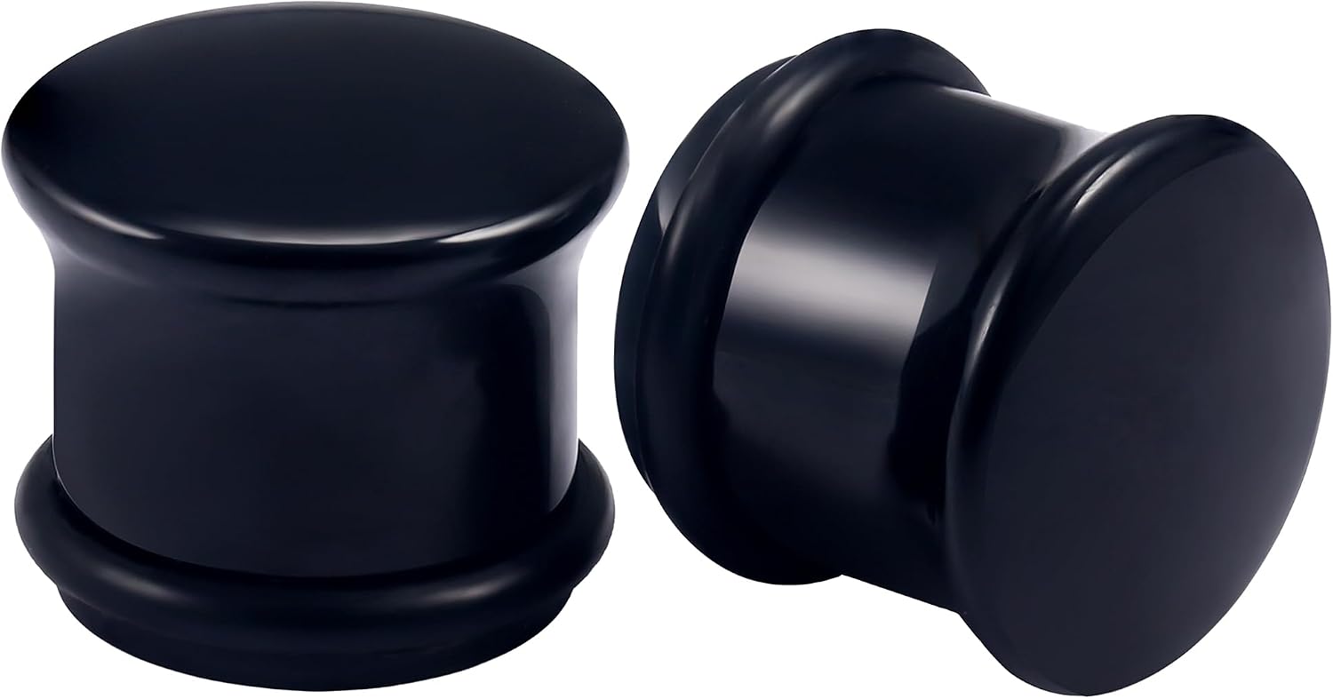 8G-12mm Solid Ear Plugs Tunnels for Women Men Single Flared Ears Gauge Plugs with O-Ring Stretcher Expander Piercing Body Jewelry Black White Clear Opalite 1 Pairs