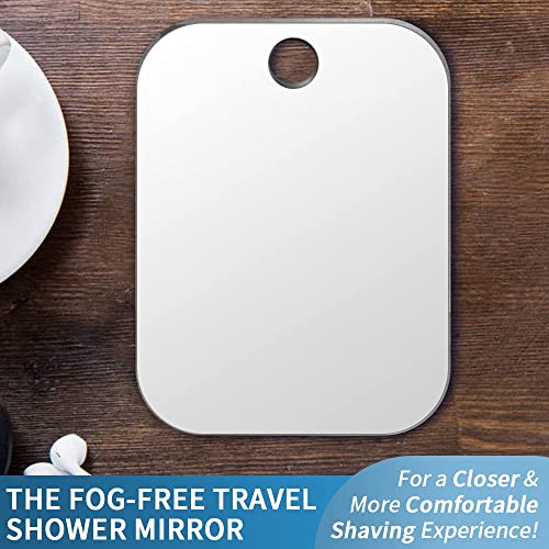 Shower Fog Free Mirror Shave (Medium 2 Pcs 6"X4") Shower Mirror Fogless For Shaving,Unbreakable Anti Fog Mirror,Portable Handheld Mirror, Frameless Plastic Makeup Mirror, Bathroom Wall Mirror Hanging #TOP6