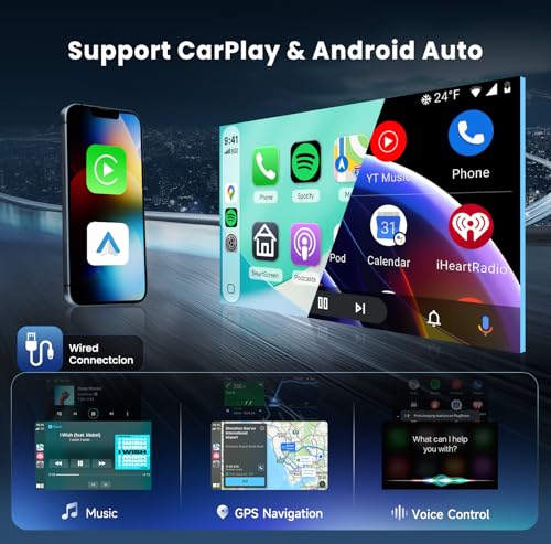 Image of Single Din CarPlay Car Stereo Android Auto, 7-inch Touchscreen Car Radio with Bluetooth 5.0 FM Radio USB-C Backup Camera