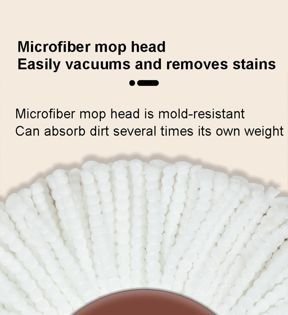 Juego de trapeador y Cubo con Ruedas, trapeador Giratorio y Cubo con escurridor, trapeador Giratorio de 360° con 4 Cabezales de trapeador de Microfibra para la Limpieza del hogar
