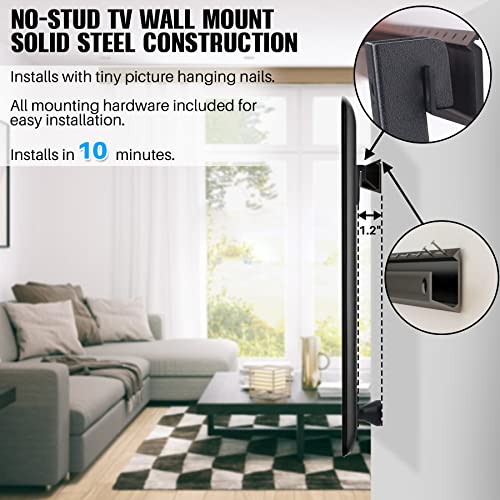 Aentgiu Studless Tv Wall Mount, Heavy Duty Drywall Tv Bracket Hanger For 32-75 Inch Flat Screen Tvs, No Stud, No Drill, No Anchors, Easy Install With All Hardware Included #TOP1