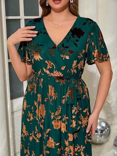 Image of BerryGo Women's Velvet V Neck Wrap Semi Formal Dress Cocktail Party Maxi Dress for Wedding Guest