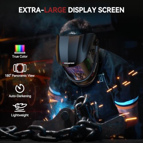 ARCCAPTAIN Welding Hood, 180° Panoramic View Auto Darkening Welding Helmet - image 4
