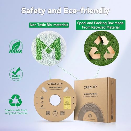 Image of Creality Hyper PETG Filament 1.75mm, High-Speed PETG for 30-600mm /s Printing, Low Stringing, Strong Layer Adhesion, + /- 0.03mm Accuracy,Fits for Most FDM 3D Printers(Black)