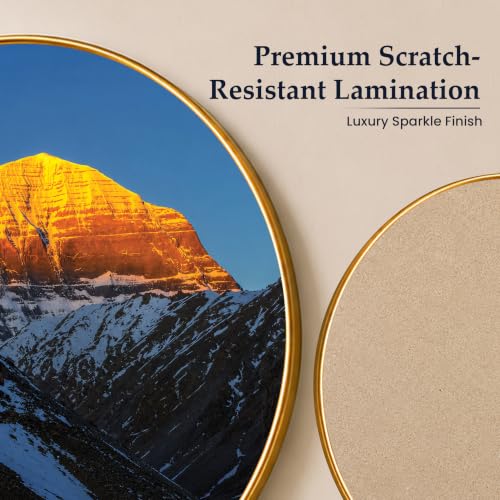 Image of PAINTINGMANTRA Mount Kailash Framed Wall Art Painting For Living Room, Himalayan Poster with frame for Wall, Decoration item for bedroom & Home, 16 Inch