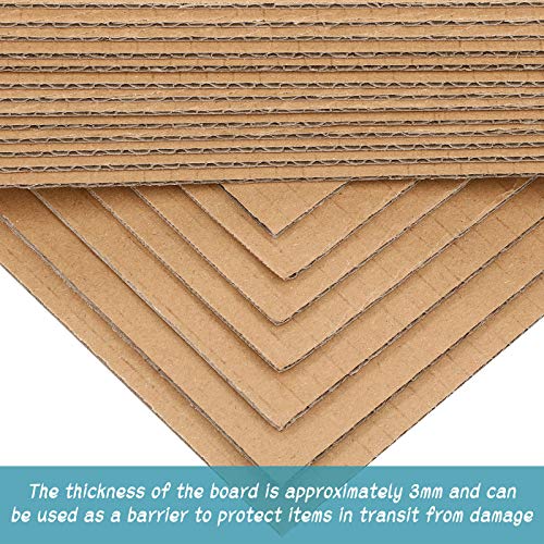 50 peças de folhas de papelão ondulado marrom, folhas de papelão planas, separadores de quadrados de