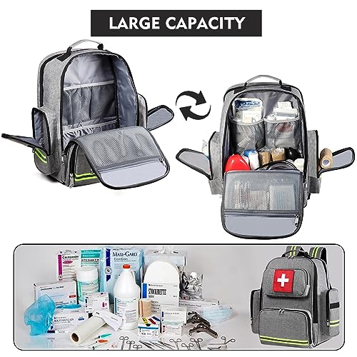 Image of Gatycallaty First Aid Backpack Medical Emt First Responder Bag Empty Ems Emergency Home Health Hiking Trauma Travel Camping (gray, Large)