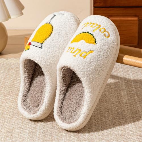 Image of Espresso Martini Slippers for Women Men，Fuzzy Warm Martini Glasses Slippers，Funny Soft Creative Design House Shoes