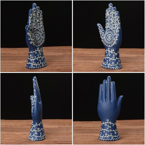 Estatua Hamsa Mano 9.8'' Resina Decorativa Azul miniatura 4