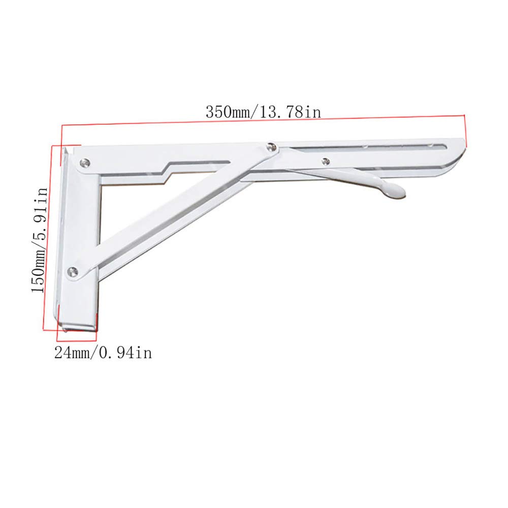 EMZJ Shelf Brackets,2 Staffe per Mensole Triangolari da Parete Pieghevoli, Mensole Decorative Galleggianti/bianca / 350x150mm