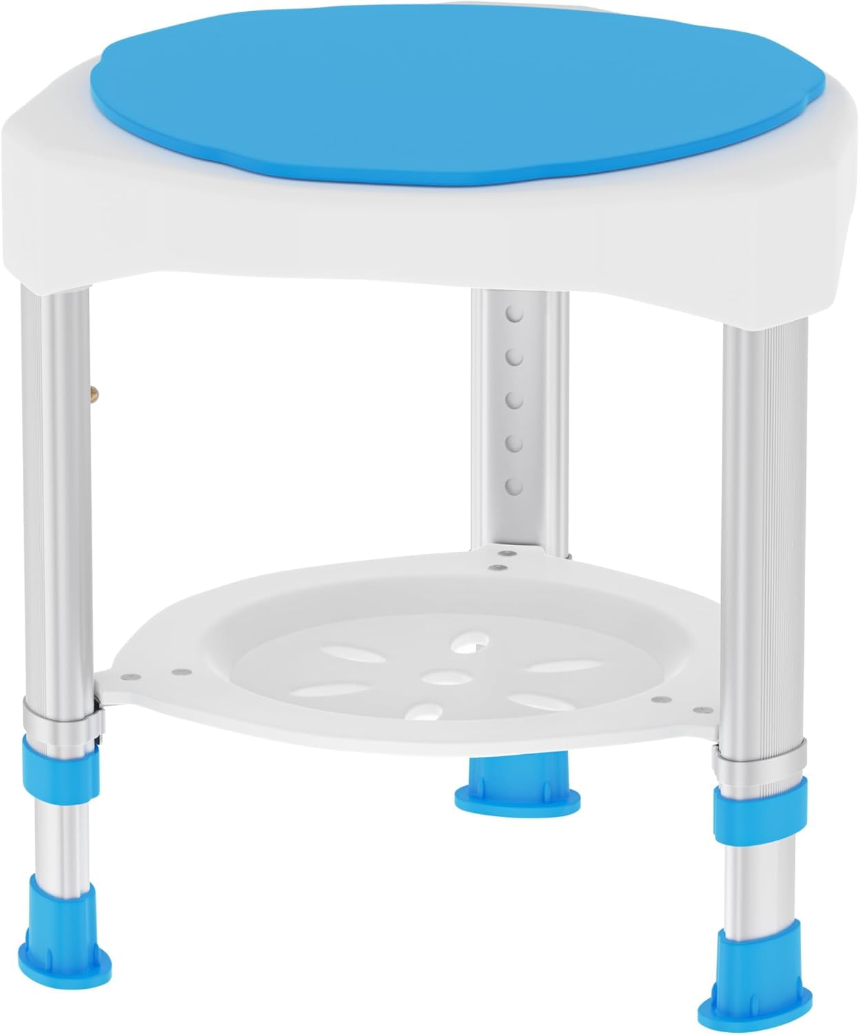 FIVMEN Taburete de ducha giratorio 360°, altura ajustable, 45-57 cm, asiento de ducha antideslizante, soporta hasta 200 kg, para personas mayores, CST-3068