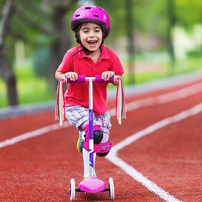 Taicols Kids Rainbow Bike Streamers Grips Tassels Ribbons Colorful Childrens Scooter Bike Handlebar Streamers for Girls Boys Cycling Accessories for Girls Boys Handlebar Scooter Handgrip 5