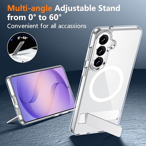 Image of SPIDERCASE Magnetic for Samsung Galaxy S26 Case, [3 Stand Ways][ Military Grade Drop Protection] with Invisible Stand Shockproof Slim Case for Samsung Galaxy S26 6.3 inch, Clear