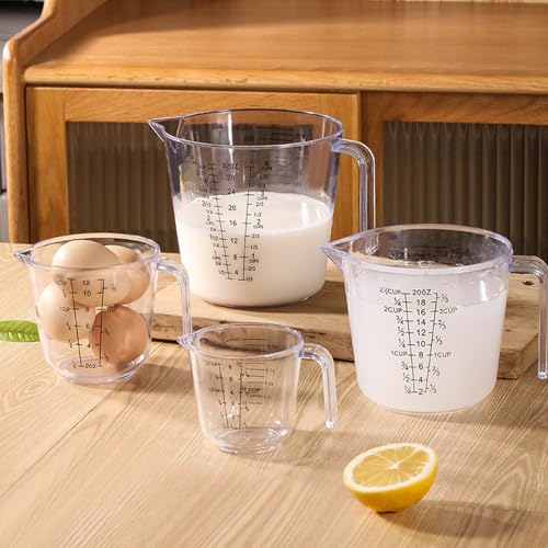 Juego de 4 vasos medidores plásticos de 150-1000 ml miniatura 2