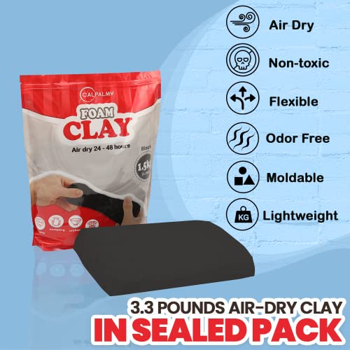 Image of 3.3 lbs Moldable Cosplay Foam Clay (Black) - Air-Dry High Density Clay for Intricate Designs - Dries Evenly Within 24-48 Hours - Sandable and Paintable Clay Foam
