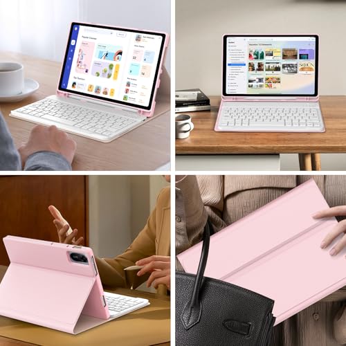 Teclado para Redmi Pad SE 11 funda protectora rosa soluciona escritura Ñ 7