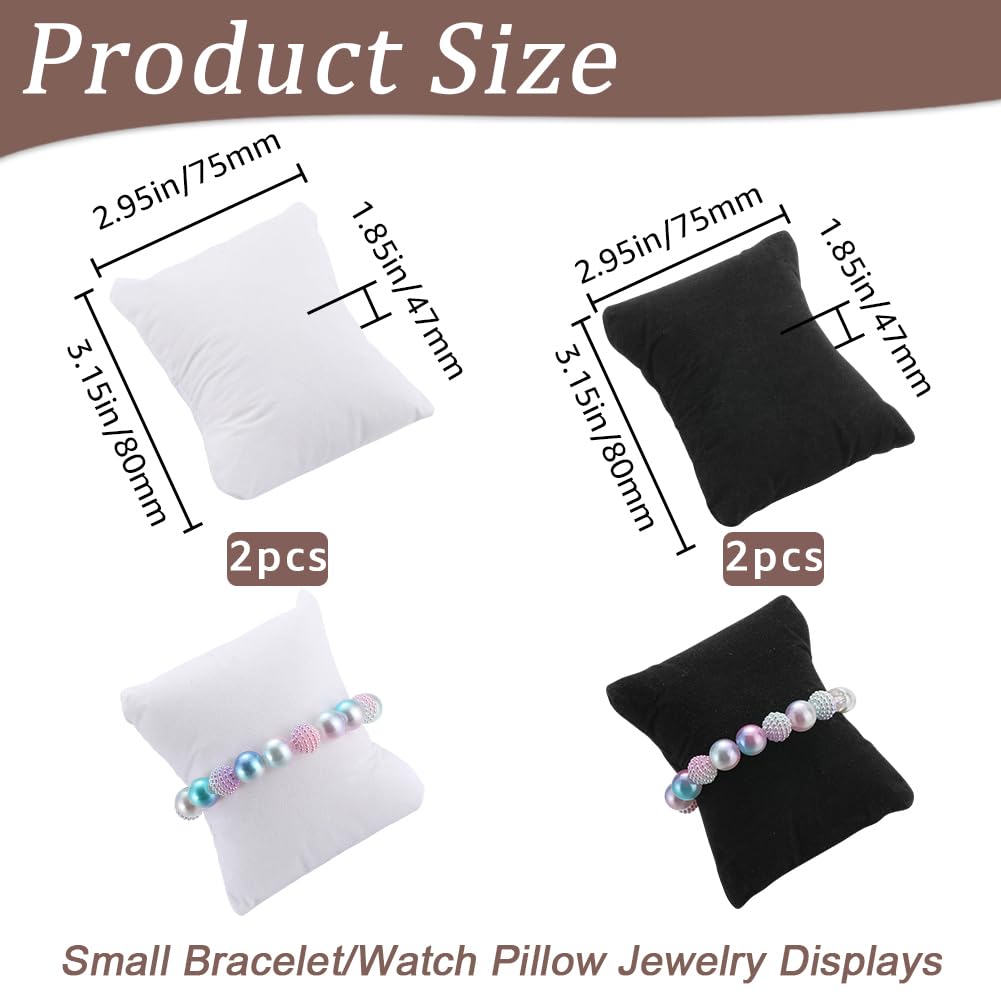 5 Stuks Armband en Horloge Display Kussen, Fluwelen Sieraden Presentatie voor Shows (Zwart