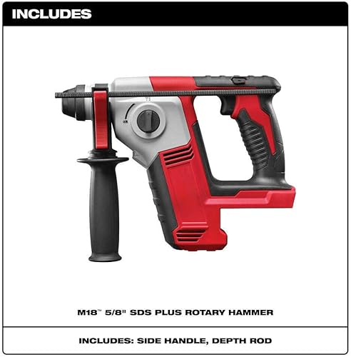 Miniatura 5 de Para Milwaukee 2612-20 M18 18V 58 "SDS Plus Martillo giratorio con varilla de profundidad, con radio y luz