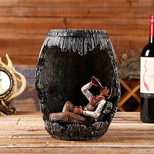 Statue baril de vin en résine rétro pour déco étagère maison