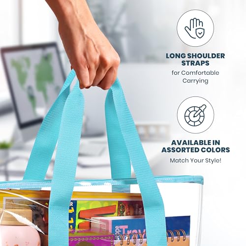 Image of Handy Laundry Clear Tote Bag - Zipper Closure, Long Shoulder Strap, Fabric Trimming.
