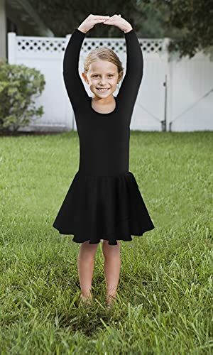 DANSHOW Girls’ Ballet Dance Leotards with Flutter Sleeve Petal Skirt and Bowknot Back4