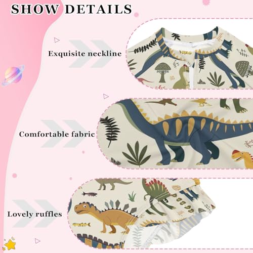 Cute Dinosaur Dino Girls Long Sleeve One-Piece Swimsuit UV Protection Quick Dry Swimwear Bathing Suit 208560384
