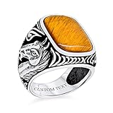 Personnalisez Votre Bague Pour Homme En Pierre De Géme, Œil De Tigre Marron, Bague Pour ...