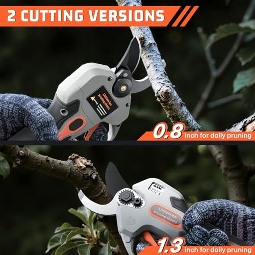 Image of Electric Pruning Shears for Gardening,Garden Shears Brushless Trimming Branch Cutter 0.5 Second Shear Speed 0.9-1.5 inchCutting Diameter,Pruning Shears with 6000 Cuts of 2 Rechargeable Battery