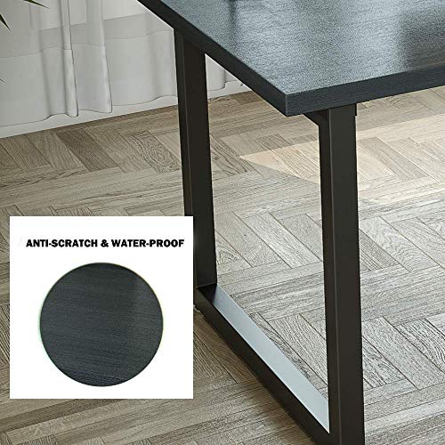 Patavinity Real Wood Computer Desk, 47in Rustic Wood and Metal Writing Desk, Sturdy PC Study Table for Home Office (47\'\' W x 23\'\' D x 29\'\' H, Pine Wood Desktop with Water-Proof PVC Cover, Black) - Thumbnail 7