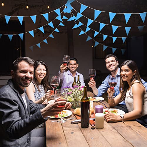Image of Preboun 400 ft Solid Pennant Banner Flags 240 Pcs String Hanging DIY Triangle Bunting Bulk Garland for Grand Opening Carnival Birthday Party Decoration Outdoor(Blue)