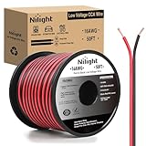 Nilight 50FT 16AWG Copper Clad Aluminum Wire 16/2 Gauge Red Black CCA Electrical Cable 2 Conductor Parallel 12V/24V DC Flexible Extension Cords for Car Audio Radio Speaker Amplifier