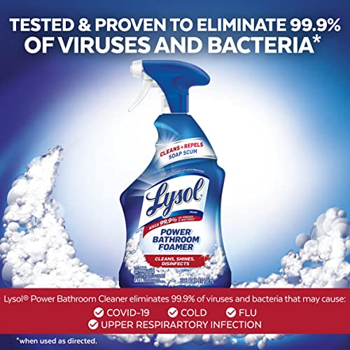 Lysol Power Foaming Cleaning Spray for Bathrooms, Foam Cleaner for Bathrooms, Showers, Tubs, 32oz Lysol Power Foaming Cleaning Spray for Bathrooms, Foam Cleaner for Bathrooms, Showers, Tubs, 32oz