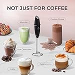 Zulay Kitchen Powerful Milk Frother Wand With 2 Duracell Batteries - Ultra Fast Handheld Drink Mixer - Electric Whisk Foam Maker for Coffee, Lattes, Cappuccino, Matcha, Hot Chocolate & Creamer - Black - Image 4
