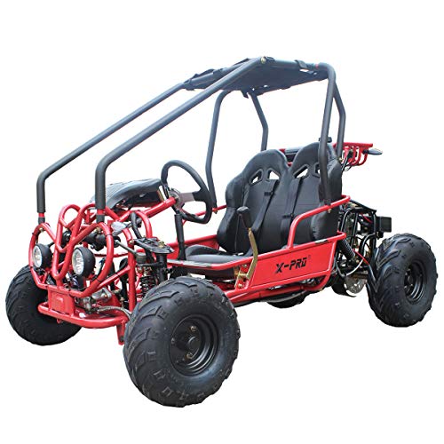 X-Pro Kids 125cc Go Kart with Automatic Transmission w/Reverse! LED Headlights and LED Turn Signal Indicator! (Metallic Red)