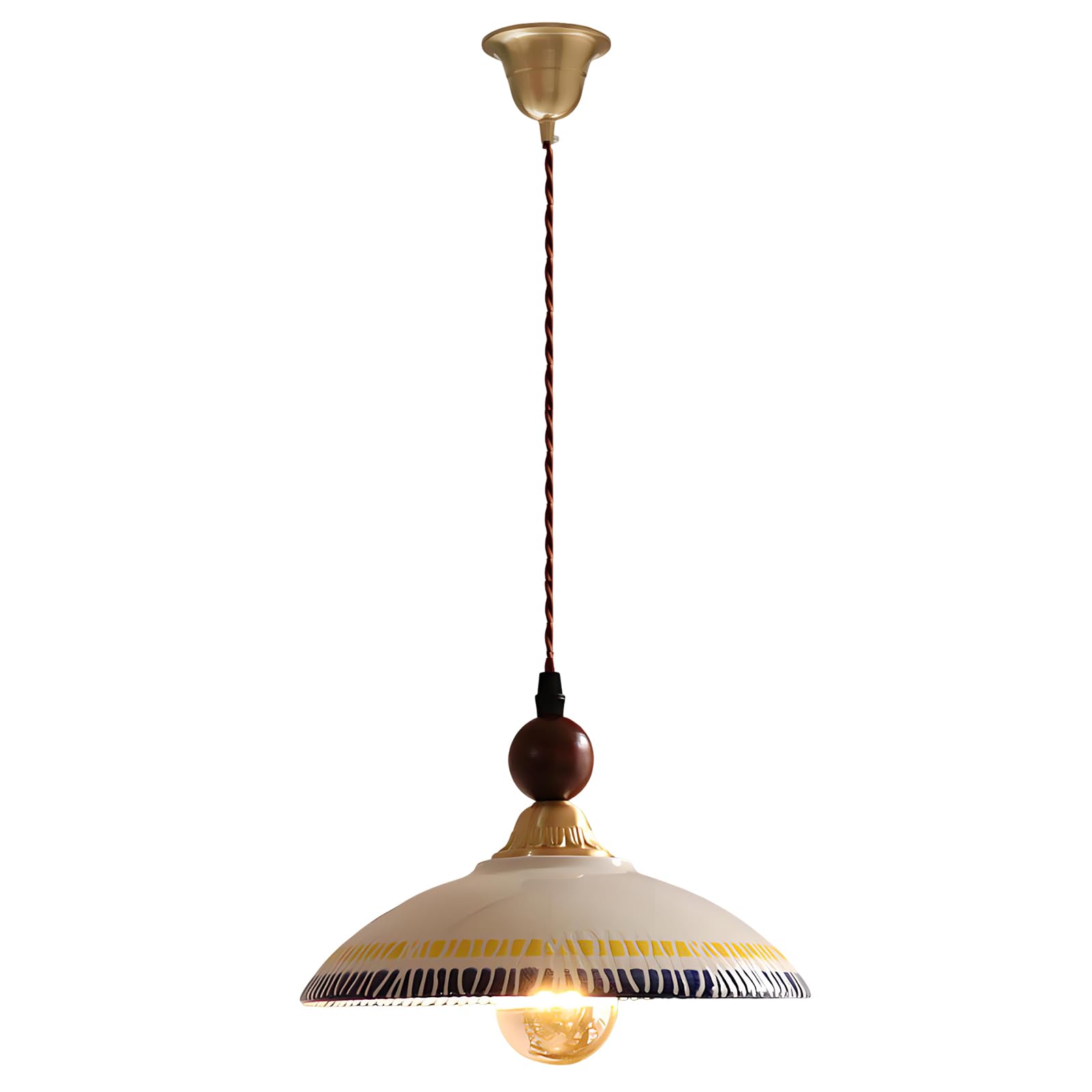 YNVIOZM Vintage Ceramic Pendant Light Kitchen Island Solid Wood Finish Pendant Lighting Farmhouse Vintage Hanging Ceiling Lighting Fixture for Kitchen Island Restaurant Kitchen Sink