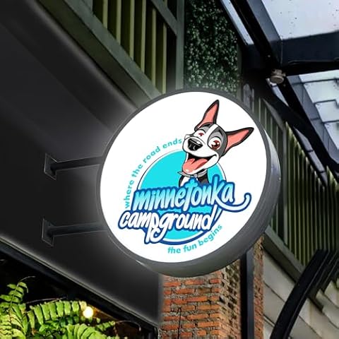 Custom LED Double Sided Light Box, Personalized Round LED Signs Outdoor Lightbox, Illuminated Billboard Advertising Light Box for Business, Cafe, Bar, Hotel Logo Sign Cover