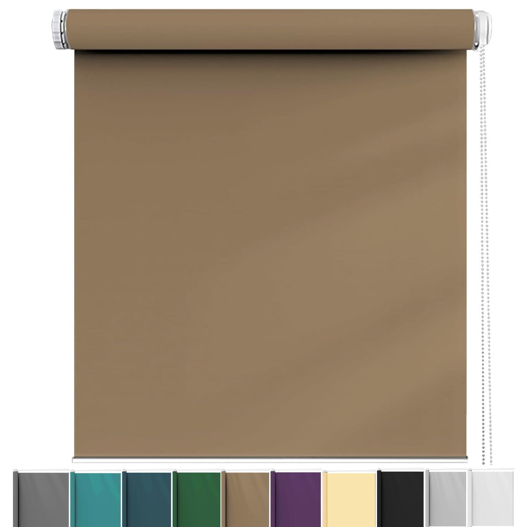 Blackout Roller Blinds 120 x 140 cm Privacy Protection Easy to Install, Premium Roller Blind Easy Fit Fittings Included for Any Window, Loft, Taupe
