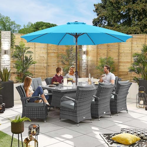ABCCANOPY 270cm Sonnenschirm im Freien Wasserabweisende Bespannung -Gartenschirm Marktschirm, Türkis
